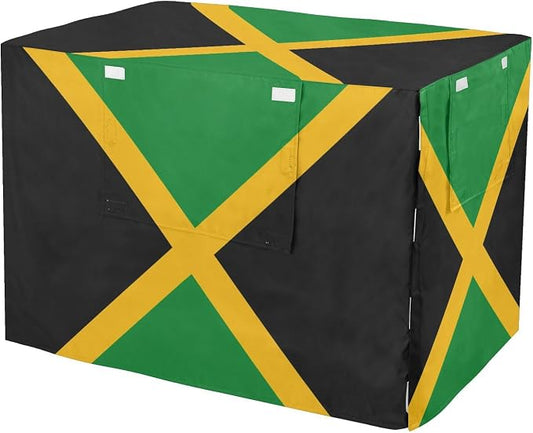 Dog Crate Cover Kennel Cover for Dog Cages Breathable for Wire Cage Indoor Outdoor Jamaica National Flag Green by QwThum