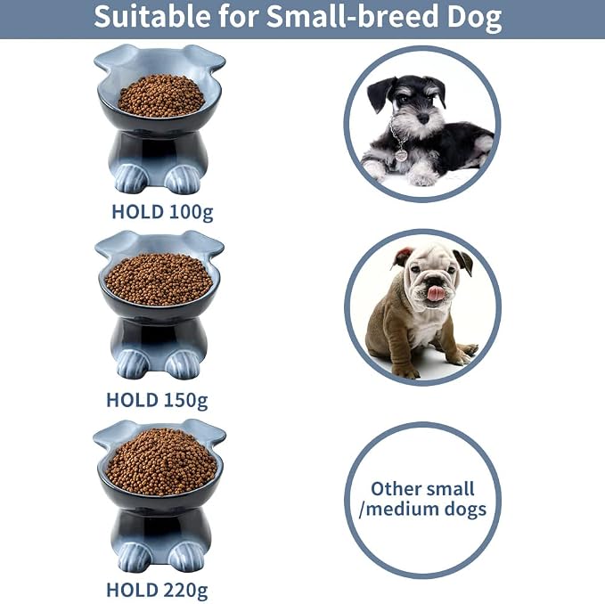 Nihow Elevated Ceramic Dog Bowls: 6.5 Inch Raised Dog Bowl for Food & Water | Food Safe Bowl for Medium/Small Size Dogs - Gray Puppy Bowls for Protecting Pet's Spine(1 PC) - Image 3