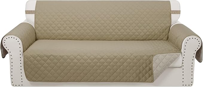 Reversible Oversized Sofa Covers, XL Sofa, Camel/Beige | Couch Cover Furniture Protector for Dogs Elastic Straps Water Repellent Furniture for 4 Cushion Couch by LuxshareHome