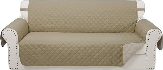 Reversible Oversized Sofa Covers, XL Sofa, Camel/Beige | Couch Cover Furniture Protector for Dogs Elastic Straps Water Repellent Furniture for 4 Cushion Couch by LuxshareHome