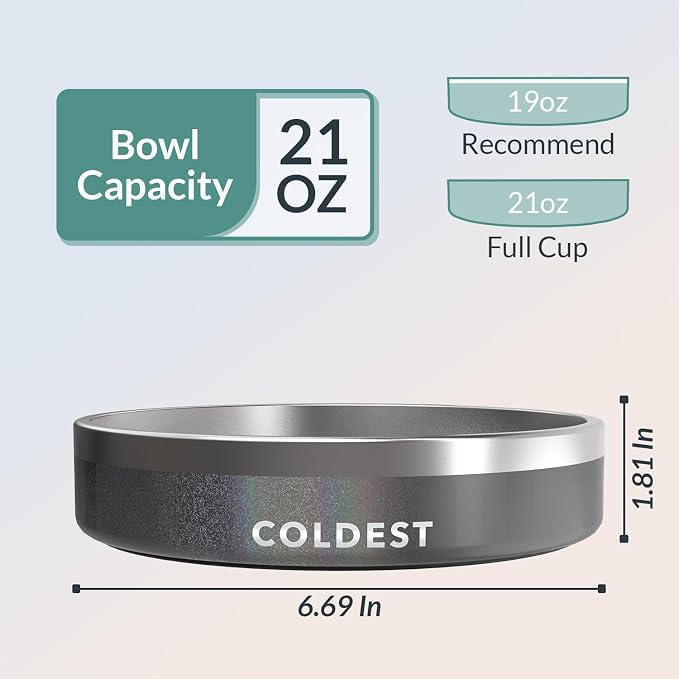 Coldest Dog Bowl - Anti Rust Metal, Non Slip, 3 Layers Insulated Stainless Steel Dog Bowls - Spill Proof & Heavy Duty - Water Bowl for Dogs, Cats & Pets, Dish Washer Safe (21 oz, Stardust Glitter) - Image 4