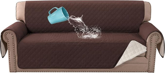 H.VERSAILTEX Couch Cover, Sofa Covers for 3 Cushion Couch, Dog Couch Cover Protector, Furniture Covers for Pets, 100% Waterproof Cover with Non-Skid Backing & Elastic Straps(Sofa, Chocolate) by HVERSAILTEX
