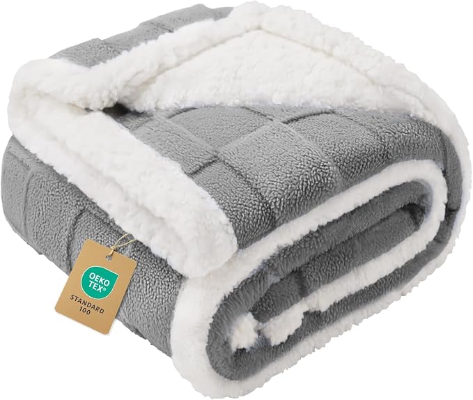 Luciphia Waterproof Dog Blanket, Reversible Fleece & Sherpa, Couch Cover | Soft plush fluffy, washable, puppy, cat, dog bed, crate, car seat, sofa, throw, furniture protector,Gray,Small(40" x 28") by luciphia