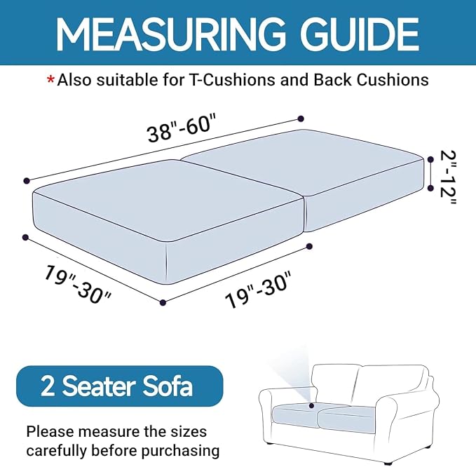 YEMYHOM 【Clearance】 Stretch Individual Cushion Covers Sofa Loveseat Seat Cushion Slipcovers Soft Couch Cover Replacement Large Checkered Furniture Protector with Elastic Bottom (2 Pc, Dark Coffee) - Image 5