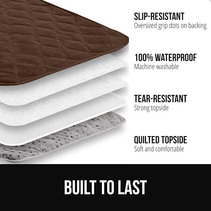 GORILLA GRIP® Waterproof Dog Blanket, 102x82, Leakproof Couch Cover for Dogs, Silicone Grip Backing, Protects Sofa, Sectional, Bed, Crate, Car & RV, Tear-Resistant Washable Senior Pet Blanket, Brown - Image 2