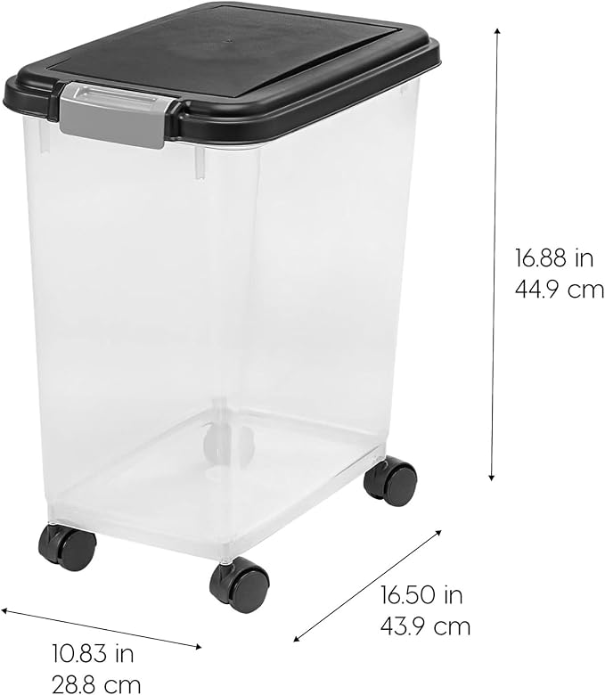 IRIS USA Dog Food Storage Container, Airtight, 30 lb Capacity, Wheels | Airtight seal keeps kibble, bird seed, and pet food fresh while wheels provide easy mobility around the home. - Image 3