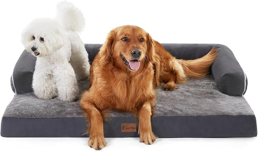 Orthopedic Dog Bed for Extra Large Dogs, Dark Grey, 45x35in | Orthopedic Foam Relieves Joint Pressure, Bolsters Supports Head And Neck, Washable Cover, Non-Slip Bottom by CasaPaw