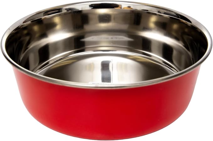 Country Living Set of 2 Heavy Gauge Stainless Steel Dog Bowls - Non-Skid, Durable & Rust-Resistant - Perfect for Food & Water - Vibrant Red, 96 oz Capacity - Image 6