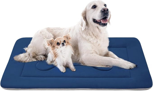 Extra Large Dog Bed Soft Dog Crate Pad Mat, 48 in Non-Slip Bottom Washable Dog Sleeping Mattress Pet Beds Cat Bed Kennel Pad, Dark Blue by JoicyCoDogBeds