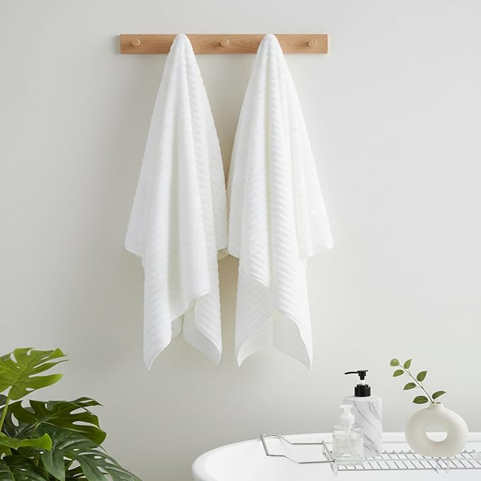 4 Piece Bath Towels, 30"x60" Microfiber Towels Set, White | Large Bathroom Towels, Soft Touch, Highly Absorbent, Quick Dry, Lint Free, Long-Lasting, Family Use, Guest Bath & Daily Use - Image 3