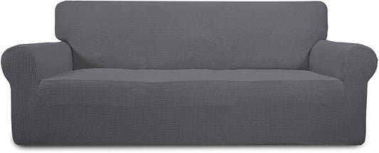 Easy-Going Stretch Couch Covers for Sofa Washable Large Gray | 1-Piece Sofa Covers for 3 Cushion Couch Furniture Protector Couch Slipcover Soft with Bottom for Kids Pets by Easy-Going