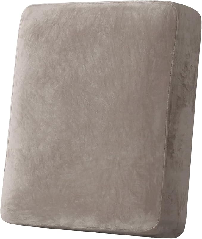 H.VERSAILTEX Velvet Stretch Couch Cushion Cover Plush Cushion Slipcover for Chair Cushion Furniture Protector Seat Cushion Sofa Cover (1 Piece Armchair Cushion Covers, Taupe) by HVERSAILTEX