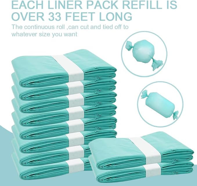Cat Litter Pail Liner Refills Bags Compatible with Litter Champ Litter Pail, Lightly Scented, Green, 10 Count - Image 4