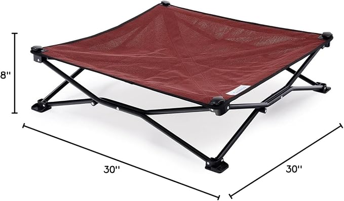 Coolaroo On-The-Go Elevated Dog Bed - Foldable Pop-Up Travel Dog Bed with Breathable, Moisture-Resistant Fabric, Carry Bag Included, Lightweight & Portable, Brick, Medium - Image 8