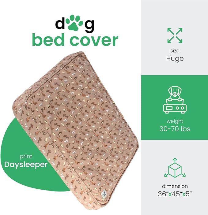 Molly Mutt Huge Dog Bed Cover - Daysleeper Print - Measures 36”x45”x5’’ - 100% Cotton - Durable - Breathable - Sustainable - Machine Washable Dog Bed Cover - Image 2