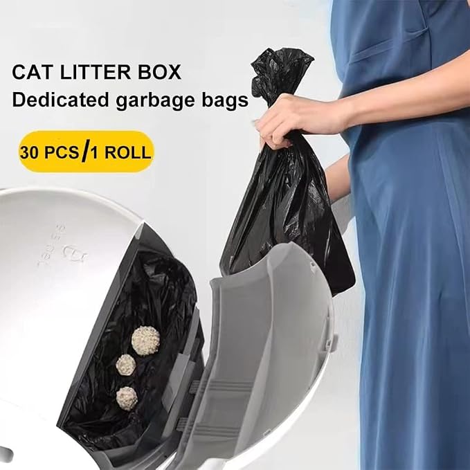 ELS PET 60 Count Automatic Cat Litter Box Liners, Compatible with Robot 4/5/3 & Most Self Cleaning Boxes,Heavy-Duty Extra Thick Waste Bags, 23.6"×11.8", Fits larger waste drawers - Image 2