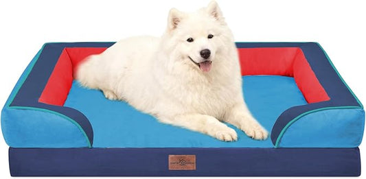 Comfort Expression Orthopedic Dog Beds for Large Sized Dog with Bolster | Waterproof Dog Couch Bed with Washable Cover & Non-Slip Bottom, Supportive Egg Crate Foam Large Pet Bed, 36x27 Inch by ComfortExpression