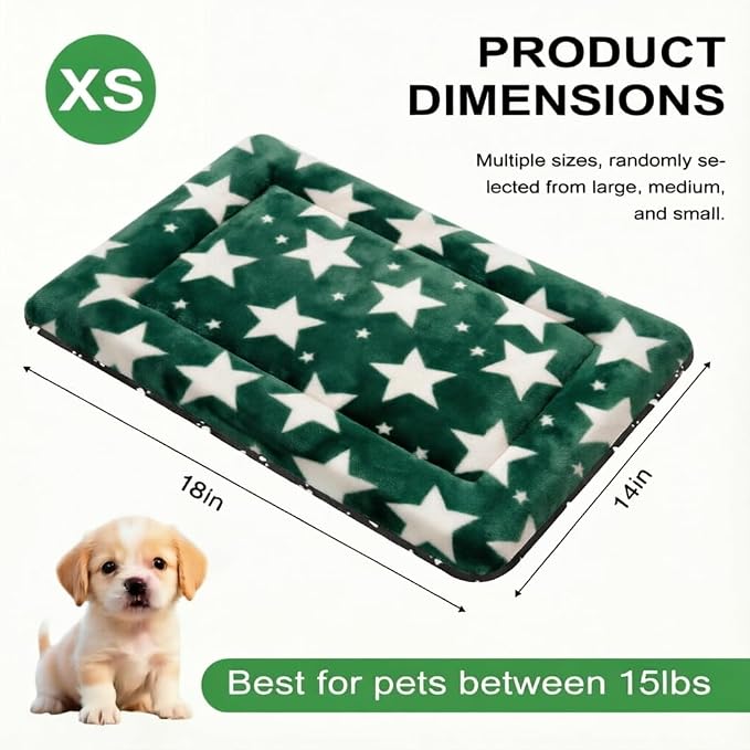 Dog Bed Mat, Reversible Crate Pad & Cute Dog Bed - Machine Washable Kennel Mat with Ultra Soft (Big&Small Stars Green, 18" L x 14" W x 1.5" Th) - Image 4
