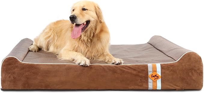 Laifug Orthopedic Dog Beds for Large Dogs,7" Memory Foam Dog Beds,Durable Water Proof Liner Removable and Washable, Nonskid Bottom, Brown 50"x36"x10" by Laifug