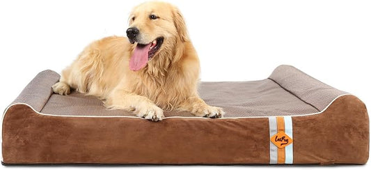 Laifug Orthopedic Dog Beds for Large Dogs,7" Memory Foam Dog Beds,Durable Water Proof Liner Removable and Washable, Nonskid Bottom, Brown 50"x36"x10" by Laifug