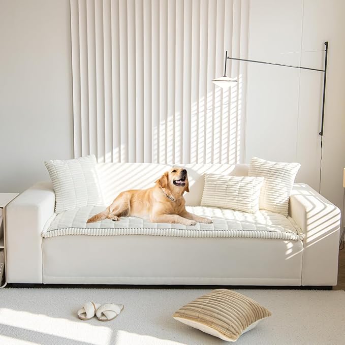 Pet Couch Covers Protector for Dogs Sofa Slipcovers Washable Cushion Cover | Non slip,scratch-proof furniture protector fits I-shape armchair,loveseat,recliner,sectional sofa pads(white,27in*47in) - Image 6