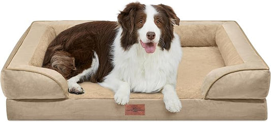 Comfort Expression Orthopedic Dog Beds for Large Sized Dog with Bolster | Waterproof Dog Couch Bed with Washable Cover & Non-Slip Bottom, Supportive Egg Crate Foam Large Pet Bed, 36x27 Inch by ComfortExpression