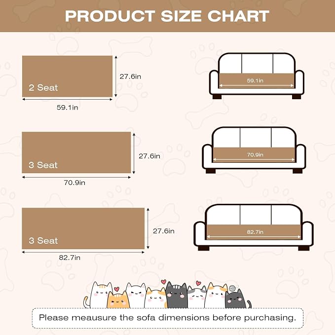 VClife Dogs Couch Cover, Non Slip Sofa Cover Washable, Brown, 27.6" X 70.9" | Soft Fuzzy Couch Cover for 3 Cushion Couch Sofa Pet Friendly, Scratch Resistant Thick Furniture Protector for Sectional Sofa - Image 2