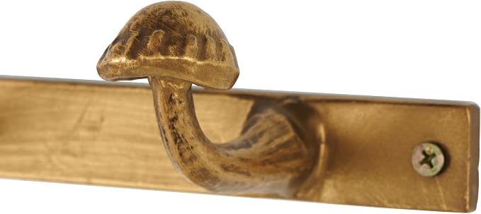 Deco 79 Metal Mushroom Home Wall Hook 8 Hanger Coat Hooks, Set of 2 Hooks 23", 13"W, Gold - Image 4