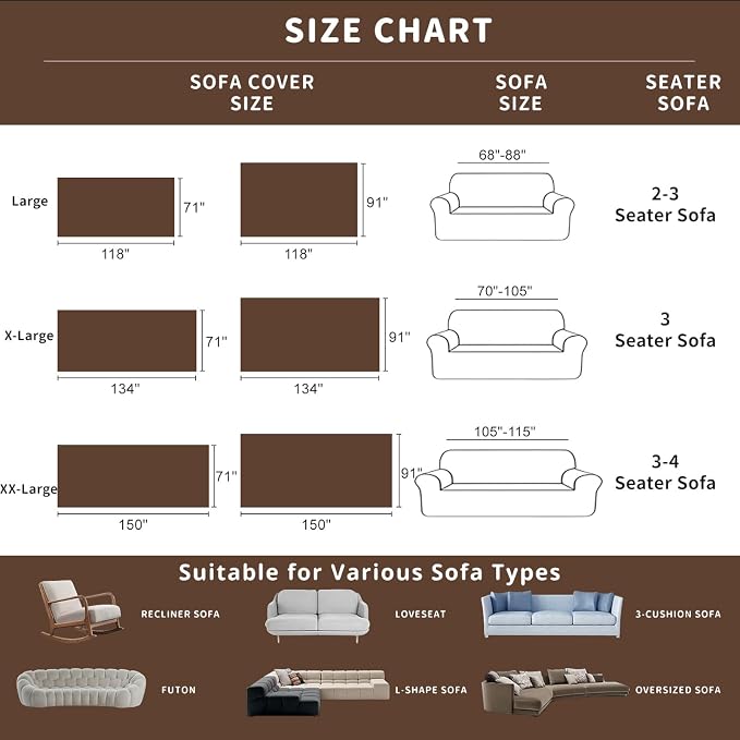 ROOMLIFE Brown Sofa Cover, Vintage Boho Couch Cover for 3 Cushion Sofa, Soft Chenille Sofa Cover for Dog, Washable Furniture Sofa Protector Cover Blanket with Tassel for Living Room, 71 '' X 150'' - Image 7