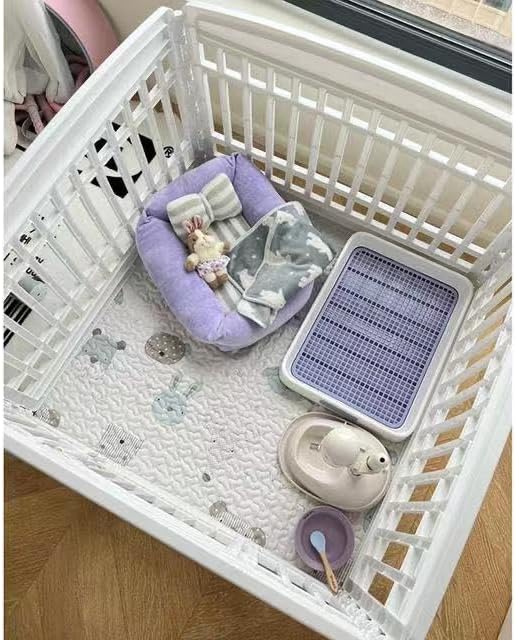 Dog Playpen Urine Pad Dog Pee Pads Puppy Pads,Personalized,Anti-Slip Bottom[PLAYPEN NOT Included] Leak-Proof/Machine Washable/Reusable Whelping Playpen Crate Pet Mattress Pad Pet Training Mat(White) by JWXQS