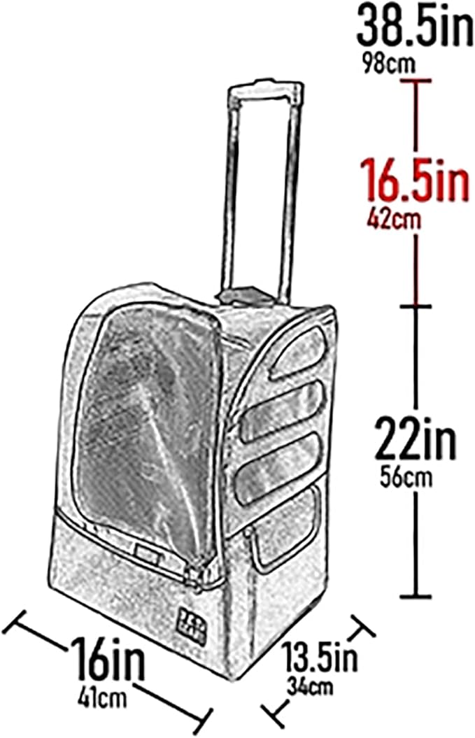 Pet Gear I-GO2 Pus Traveler Roller Backpack, Travel Carrier, Car Seat for Cats/Dogs, Mesh Ventilation, Included Tether, Telescoping Handle, Storage Pouch, Onyx