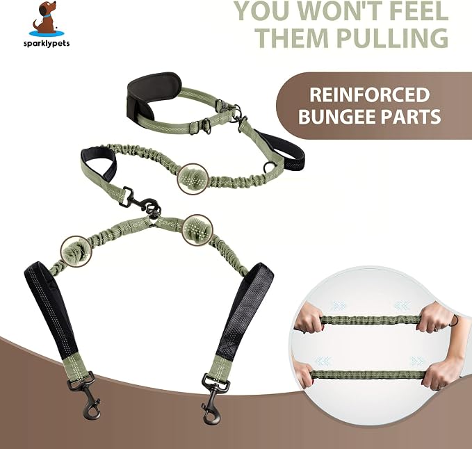SparklyPets - Hands Free Dog Leash with Reflective Stitches - Waist Leash for Medium & Large Dogs Walking, Hiking, Training, Jogging, Canicross, Running - Image 3
