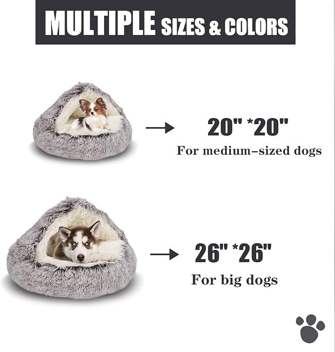 ShinHye Cat Bed Round Plush Fluffy Hooded Cat Bed Cave, Cozy for Indoor Cats or Small Dog beds, Soothing Pet Beds Doughnut Calm Anti-nxiety Dog Bed - Waterproof Bottom Washable, (23×23inch, Coffee) - Image 7
