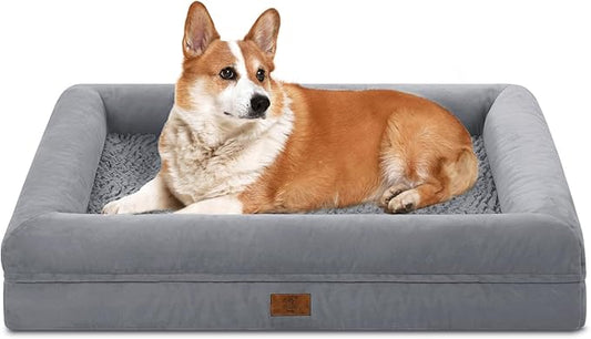 Washable Dog Bed Orthopedic Waterproof for Medium Sized Dogs | 360 Degree Bolster Support, Egg Crate Foam, Waterproof Liner, Non-Slip Bottom, Machine Washable Cover, 33 x 25 Inch by Yiruka