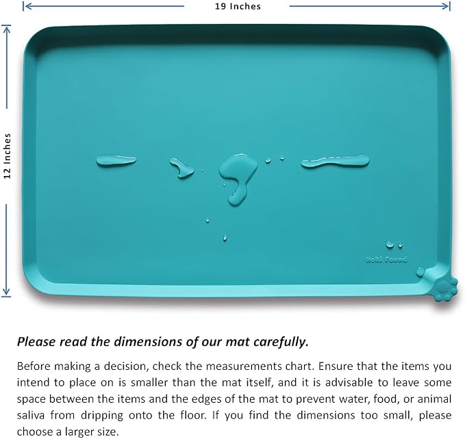 Hoki Found Silicone Non Slip Pet Feeding Mats - Dog Cat Bowl Placemats - Waterproof Food Mats for Floors - Teal - Image 5