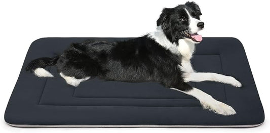Dog Bed Soft Dog Crate Bed Pad Mat, 36 in Non Slip Bottom Washable Beds for Medium and Large Dogs, Pet Bed Mattress Kennel Pad, Dark Blue Gray by JoicyCoDogBeds