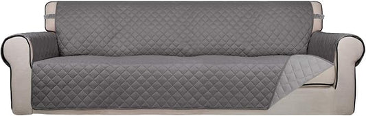 PureFit Reversible Quilted Couch Covers for Dogs Sofa Cover 4 Seater 88" | Gray/Light Gray, Water Resistant Couch Protector, Washable Pet Couch Cover with Non Slip and Elastic Straps For Kids by PureFit
