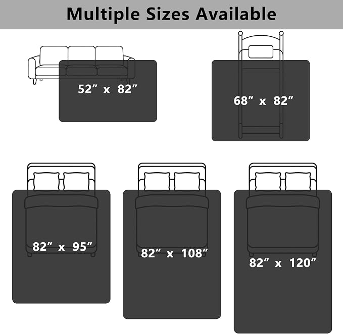 Waterproof Blanket for Dogs - Reversible Furniture Protector | TPU Leak-Proof Liner, Soft Velvet & Flannel Pet Throw, Machine Washable, For Couch and Bed, 82" x 108", Black/Lightgrey - Image 7