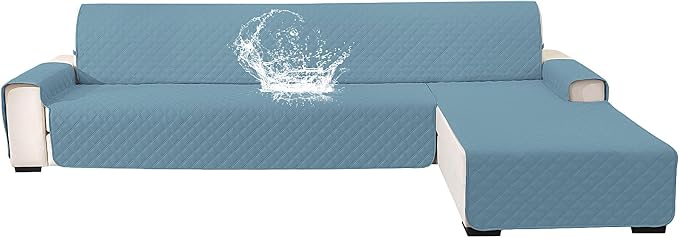 Waterproof Large Sectional Couch Covers for Dogs, Reversible L Shaped Couch Cover, Sofa Covers Washable Sectional, Furniture Protector Cover for Pets Kids (X-Large, Aqua Blue) by CYCMACOHOME