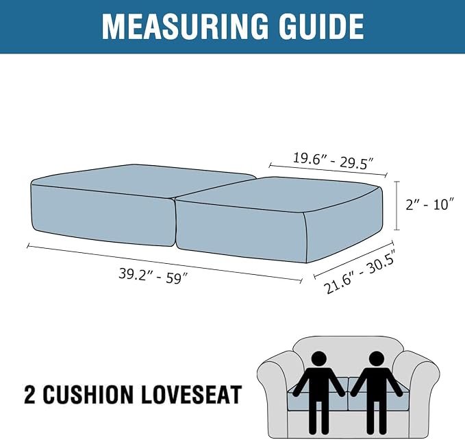H.VERSAILTEX Velvet Stretch Couch Cushion Cover Plush Cushion Slipcover for Loveseat Cushion Furniture Protector Seat Cushion Sofa Cover (2 Piece Medium Sofa Cushion Covers, Sea Grass) - Image 2