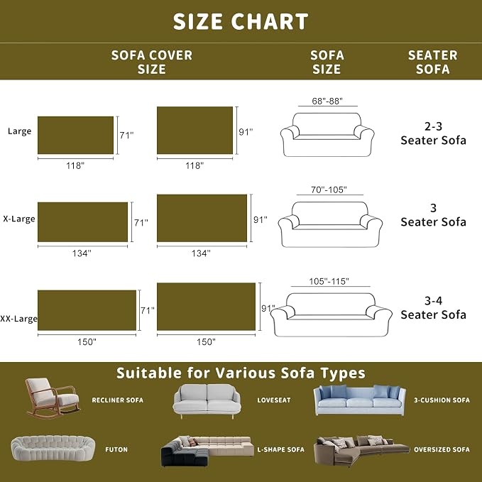 ROOMLIFE Green Boho Couch Cover for 3 Cushion Couch, Soft Chenille Couch Cover Blanket Washable, Furniture Sofa Dog Cover Protector, Non-Slip Sofa Slipcover for Living Room with Tassels 71'' X134'' - Image 7