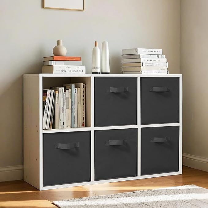 11 Inch Fabric Storage Cubes, Sturdy Foldable Storage Bins, Heavy Duty Cube Organizer for Clothes, Blankets, Shelves, Closets, Bedroom, Living Room, Black, 10 Pack - Image 6