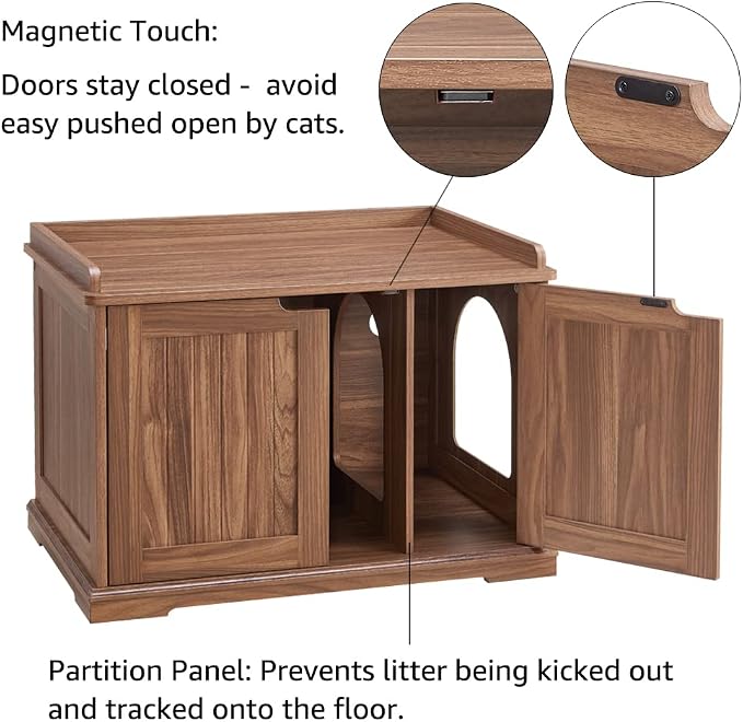 unipaws Cat Litter Box Enclosure Furniture, Hidden Litter Box Cover | Cat Washroom, Cabinet for Large Cat, Dog Proof Cat Litter Boxes, Hideaway Litter Box, Cat House - Image 4