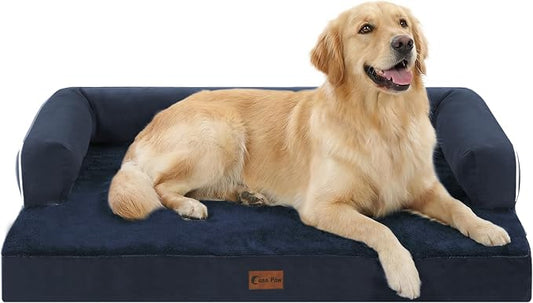 Casa Paw Orthopedic Washable Dog Bed for Large Dogs, 36x27in, Navy Blue | Orthopedic Foam Relieves Joint Pressure, Bolsters Supports Head And Neck, Washable Cover, Non-Slip Bottom by CasaPaw