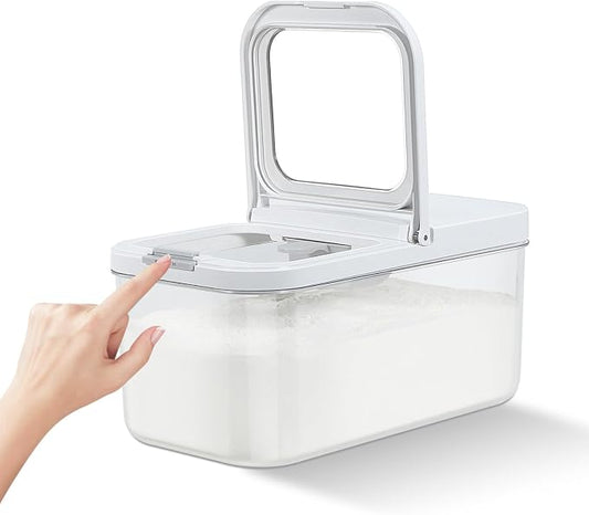TBMax Rice Flour Storage Container with Automatic Flip-up Lid 13 Lbs | 6.5 Qt, Short and Narrow Food Storage Flour Bin for Kitchen Drwer Organization, Pet Dog Cat Food Storage Container by TBMax