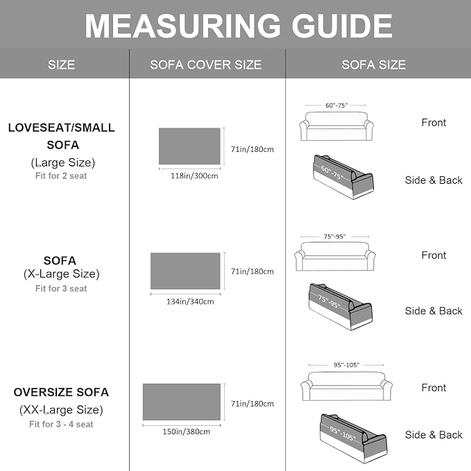 VClife Boho Couch Cover, Non Slip Soft Couch Covers for 3-4 Cushion Couch Sofa Pet Friendly, Irregular Vintage Light Grey Off-White Scraped Texture Furniture Protector Slipcover for Dog, 71" X 150" - Image 2