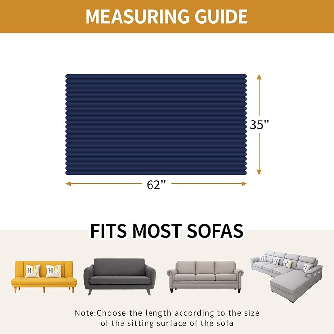 Deep Dream Waterproof Couch Cover for Dogs, Soft Faux Fur Sofa Covers for Pet, Non-Slip Couch Covers for 3 Cushion Couch Sofa Pet Friendly (Navy Blue, 35" x 62") - Image 2