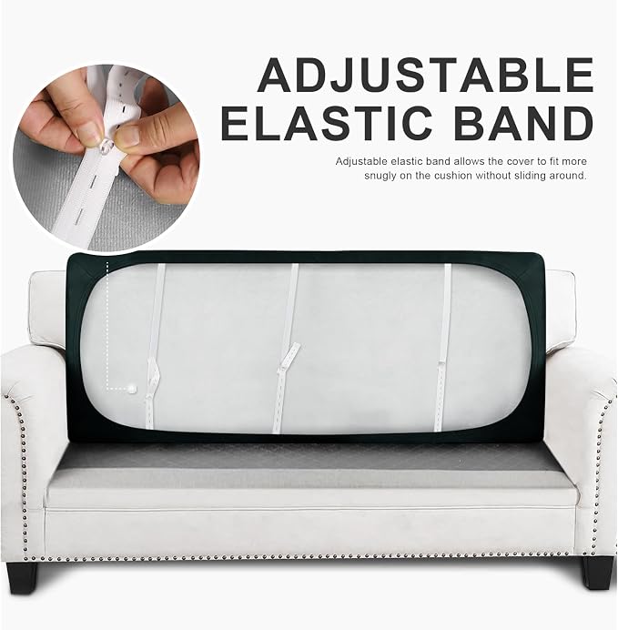 Leather Like Couch Cushion Covers Sofa Slipcovers Sets Couches Furniture Protector Covers for Sectional Armchair Loveseat Stretch Spandex Fabric, Machine Washable (1 Cushion XL Sofa, Dark Green) - Image 4