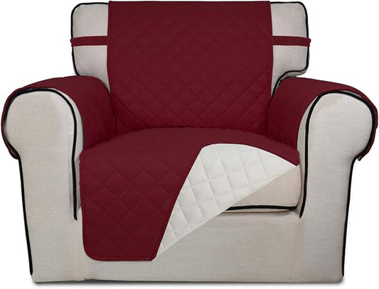 PureFit Reversible Chair Sofa Cover Dog Couch Covers for Sofa, 25.5 in | Red/Ivory, Water Resistant Couch Protector, Washable Pet Couch Cover with Non Slip and Elastic Straps For Kids by PureFit