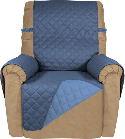 PureFit Reversible Recliner Chair Covers Couch Covers for Dogs, 19 in | Dark Blue/Light Blue, Water Resistant Couch Protector, Washable Pet Couch Cover with Non Slip and Elastic Straps For Kids by PureFit
